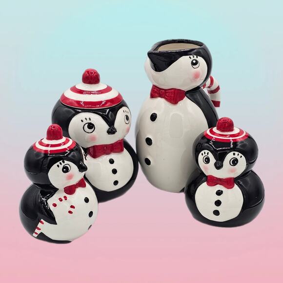 Johanna Parker Penguin Christmas Set Kawaii Coquette Grannycore Maximalist Decor - Picture 1 of 10